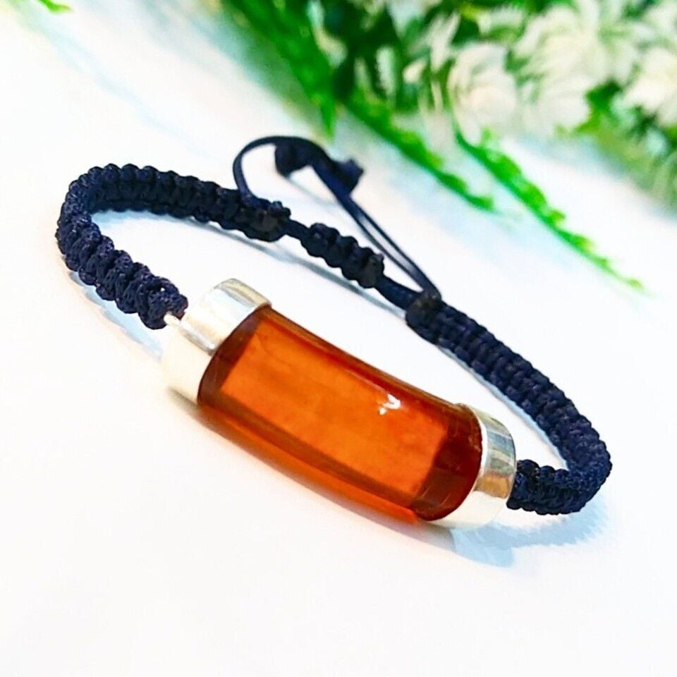 Antik Damla Kehribar Makrome Bileklik – KHR529