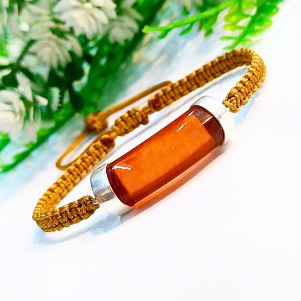 Antik Damla Kehribar Makrome Bileklik – KHR531