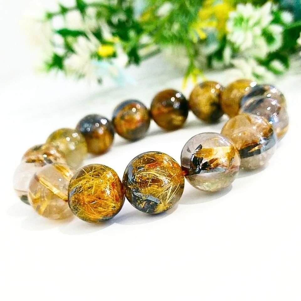Gold Beril Doğal Taş Bileklik 14 mm