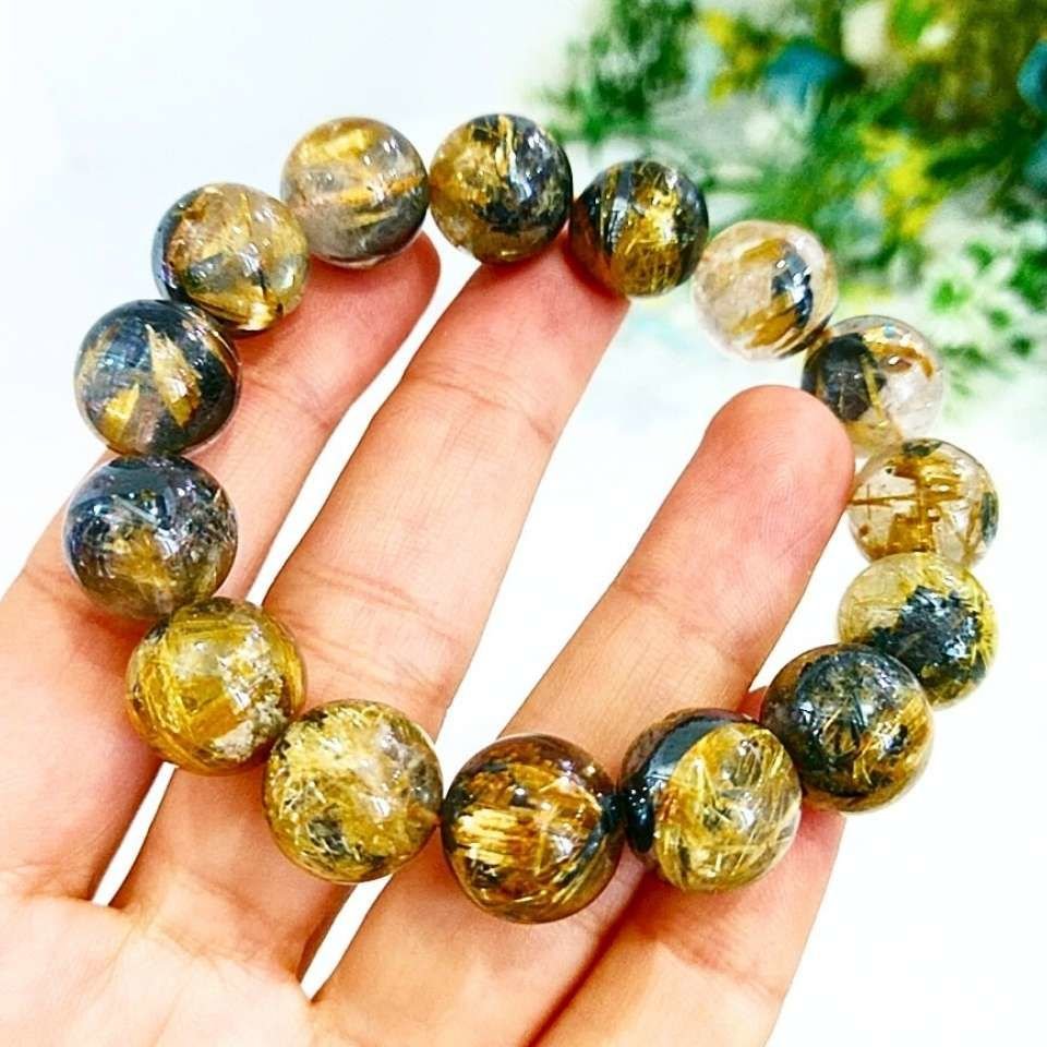 Gold Beril Doğal Taş Bileklik 14 mm