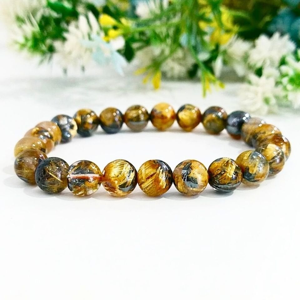 Gold Beril Doğal Taş Bileklik 8 mm