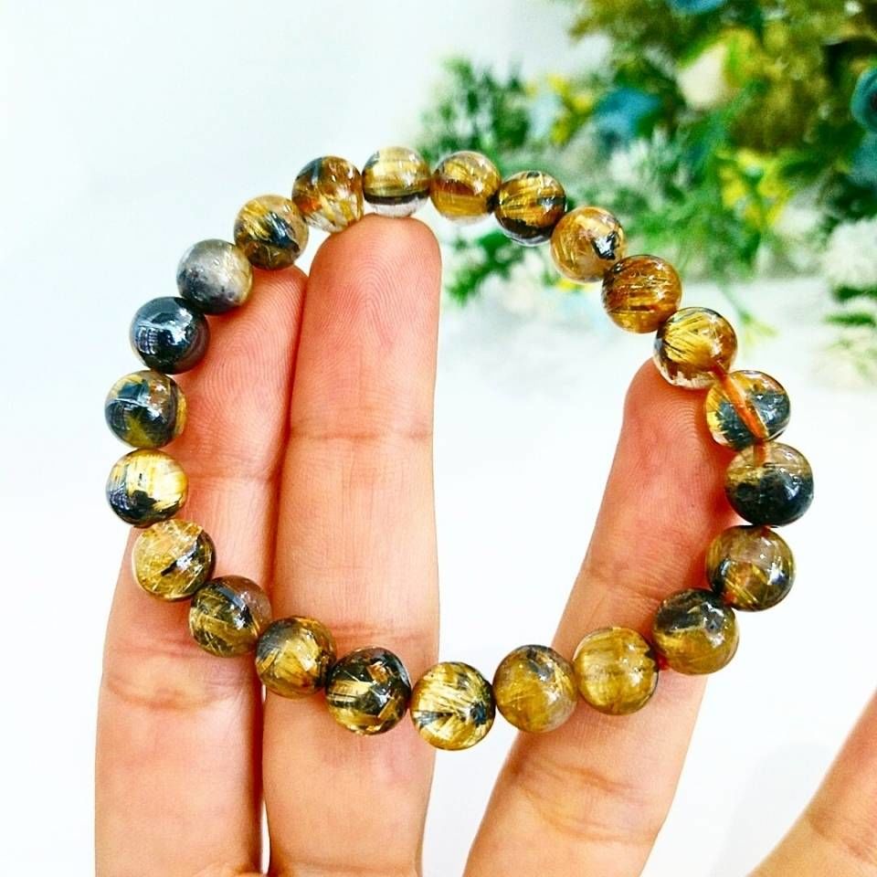 Gold Beril Doğal Taş Bileklik 8 mm