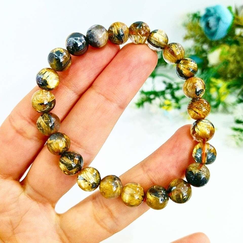 Gold Beril Doğal Taş Bileklik 8 mm