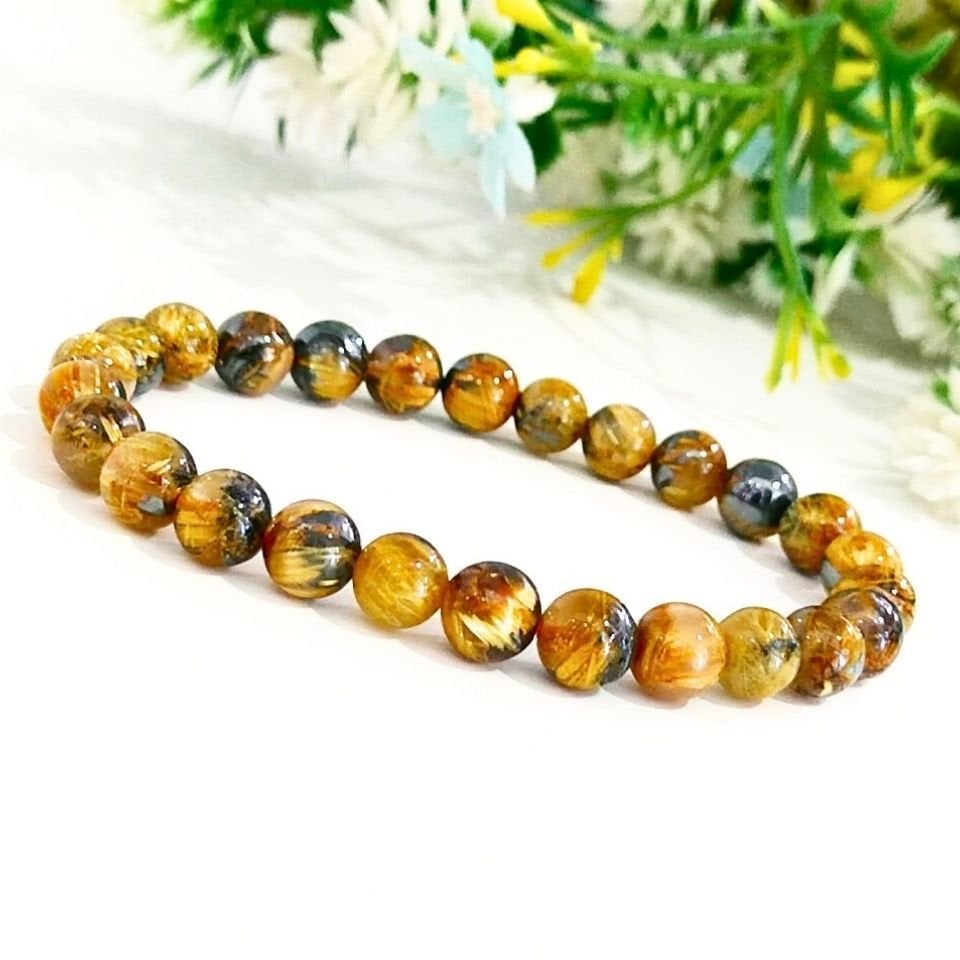 Gold Beril Doğal Taş Bileklik 6 mm