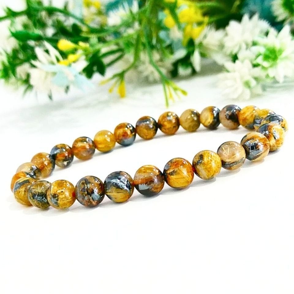 Gold Beril Doğal Taş Bileklik 6 mm