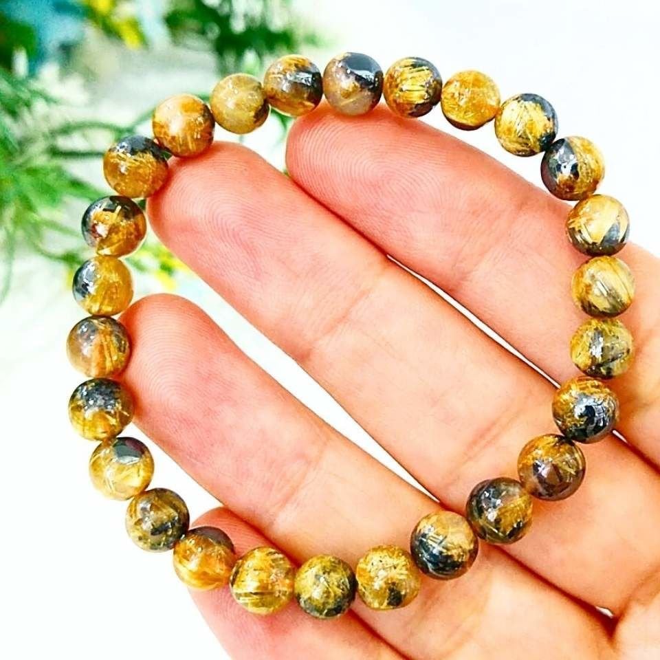 Gold Beril Doğal Taş Bileklik 6 mm