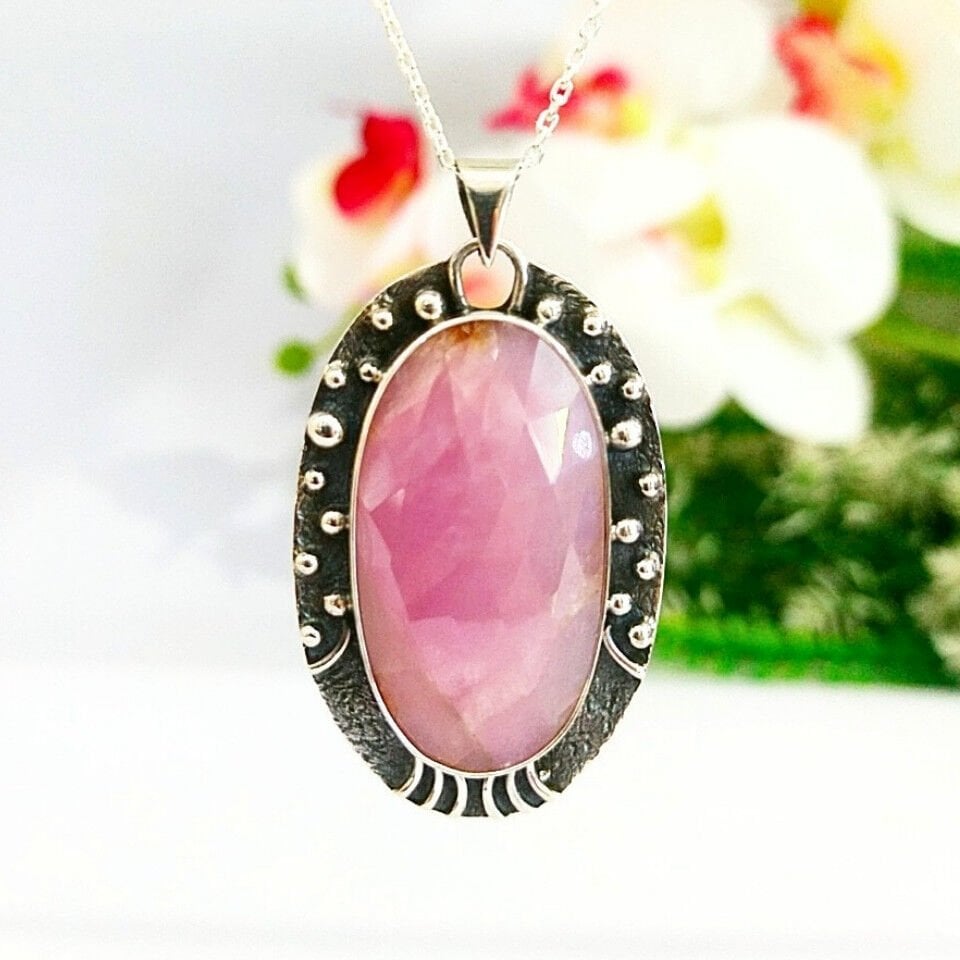 Doğal Safir Taşı Özel Tasarım Kolye – TSR1339