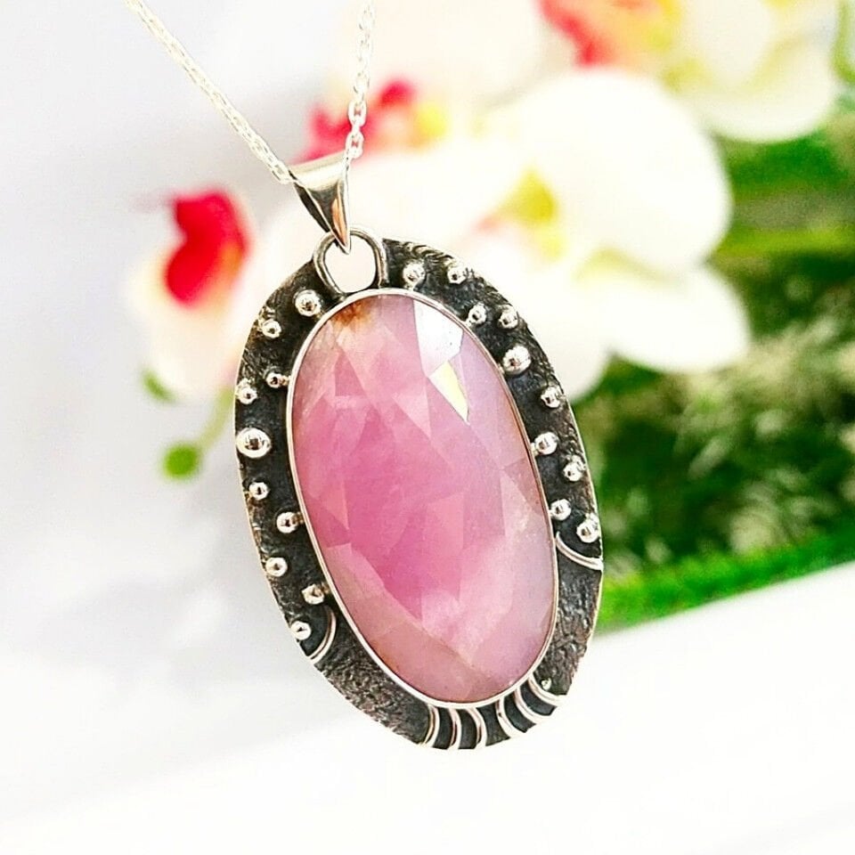 Doğal Safir Taşı Özel Tasarım Kolye – TSR1339