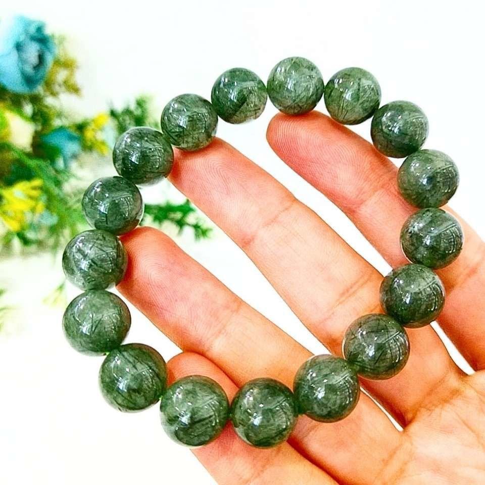 Yeşil Rutilli Kuvars Doğal Taş Bileklik 10 mm