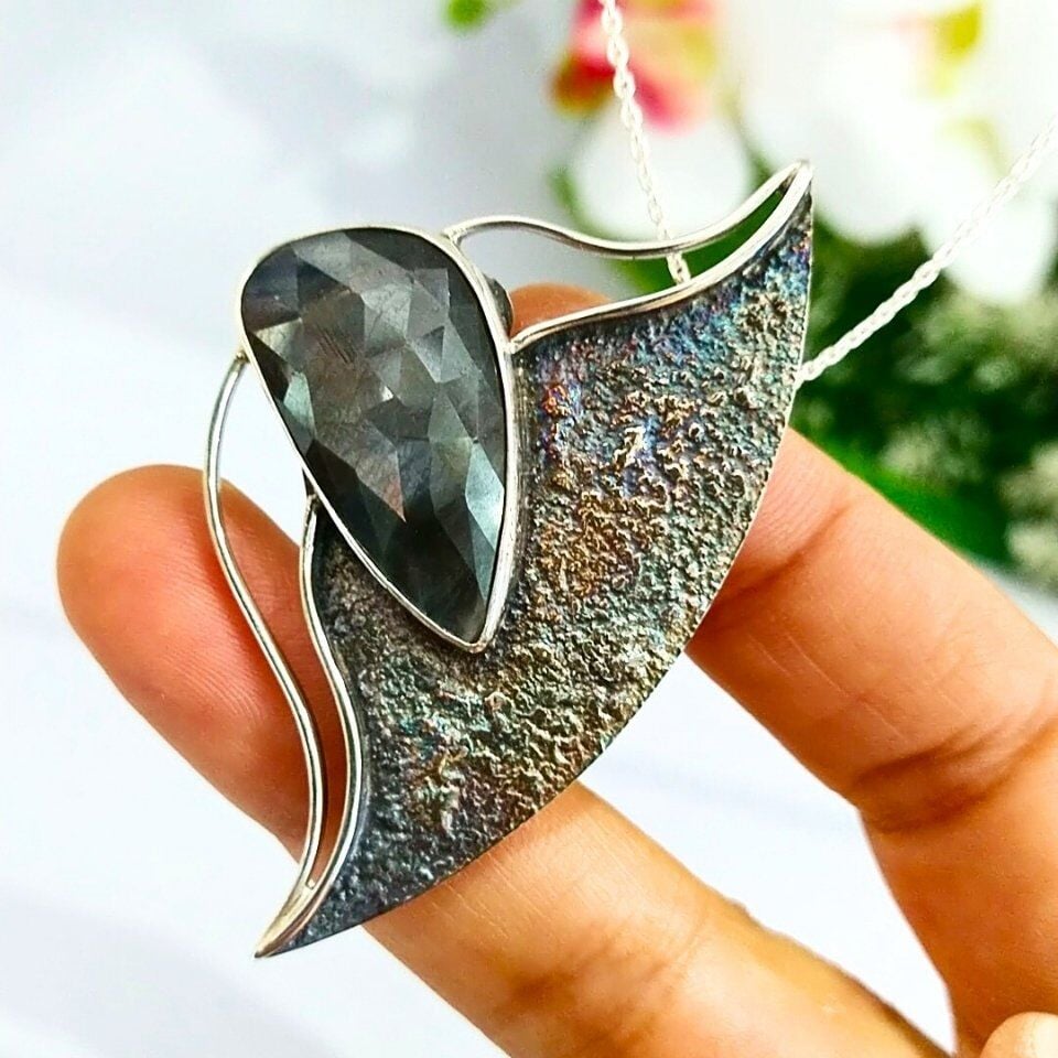 Doğal Safir Taşı Özel Tasarım Kolye – TSR1342