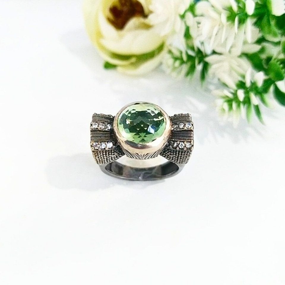 Green Topaz Özel Tasarım Yüzük - OTS965