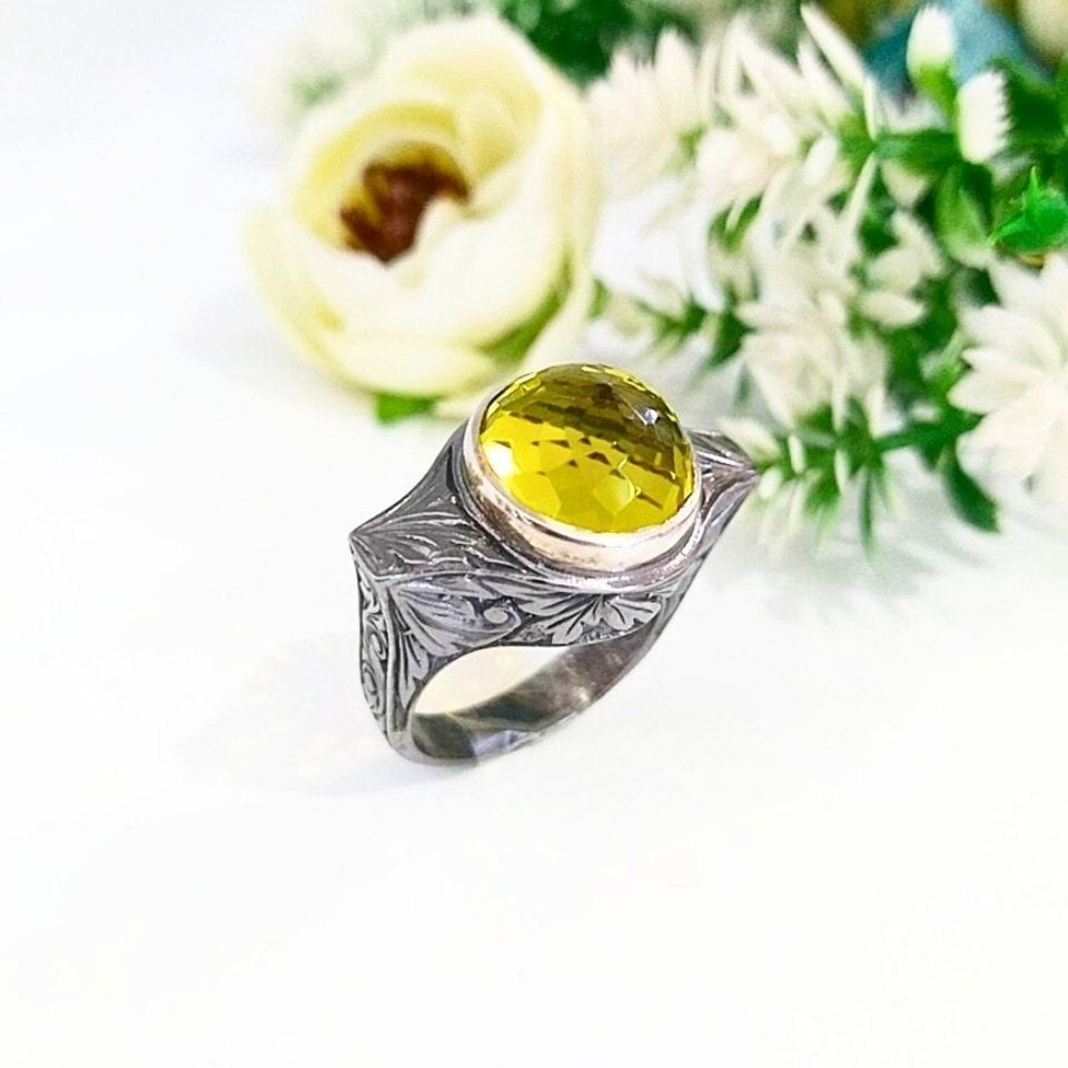 Limon Topaz Özel Tasarım Yüzük - OTS966