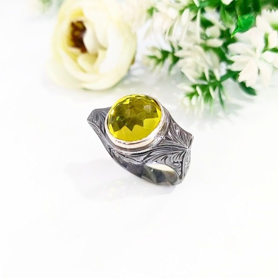 Limon Topaz Özel Tasarım Yüzük - OTS966