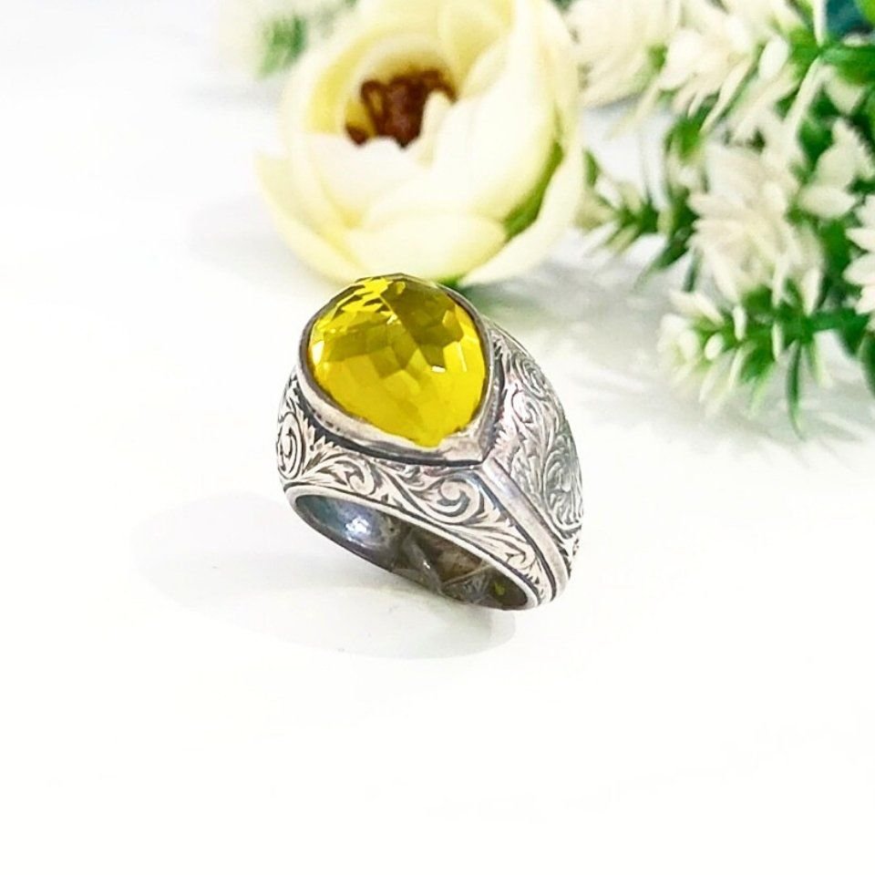 Limon Topaz Özel Tasarım Yüzük - OTS967