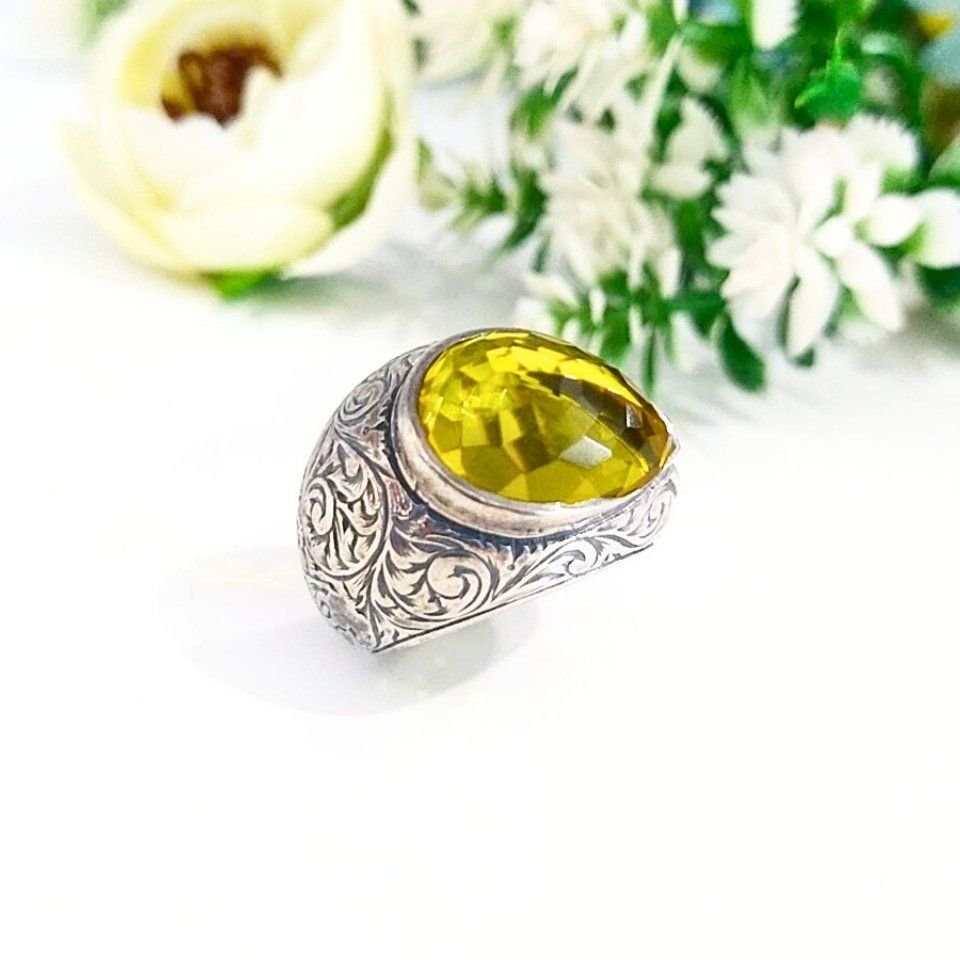Limon Topaz Özel Tasarım Yüzük - OTS967